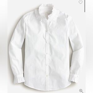 NWT J. Crew Classic-fit ruffleneck shirt white 16
